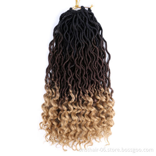 MYZYR wholesale 20inch synthetic 24 stands with curly ends wavy jumbo braid goddess crochet faux locs hair extensions